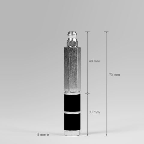 Injektionspacker 070-2H aus Stahl mit Maßangaben zur Länge