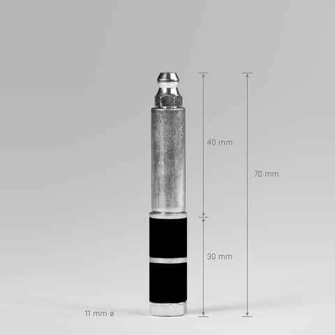 Injektionspacker 070-2R aus Stahl mit Maßangaben zur Länge